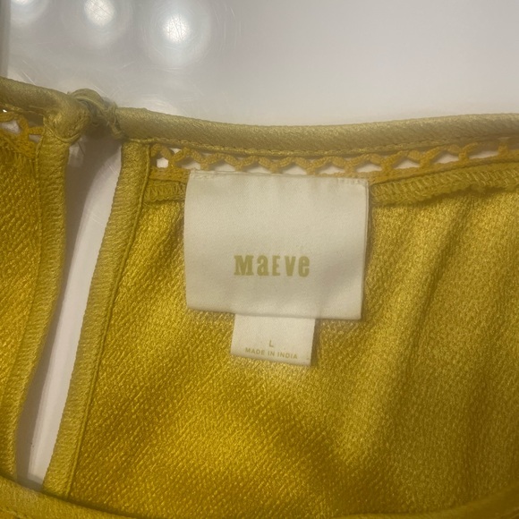 Anthropologie Maeve Verdet Gold Yellow Boho Flowy Swing Shift Dress w/Pockets - Picture 4 of 5